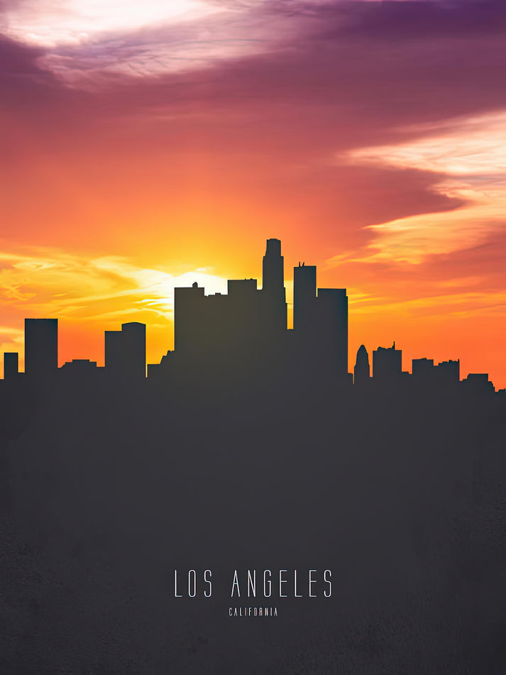 LA Sunset Skyline Art Print | Premium Fine Art Print | RedKalion