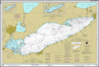 Lake Erie Depth Chart Art Print | Nautical Survey Map | RedKalion