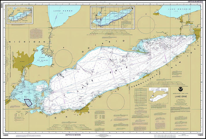 Lake Erie Depth Chart Art Print | Nautical Survey Map | RedKalion