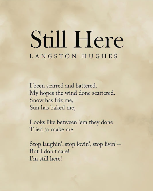 Langston Hughes Best Poems: 'Still Here' Vintage Typewriter Art Print | RedKalion