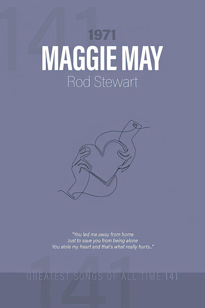 Maggie May Song Lyrics Art Print | Minimalist Rod Stewart Greatest Hits | RedKalion