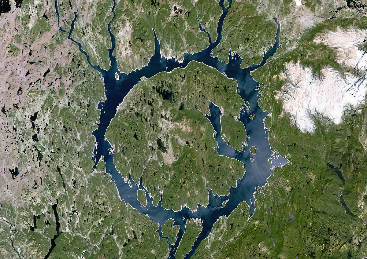 Manicouagan Reservoir Crater Satellite Image Art Print | RedKalion