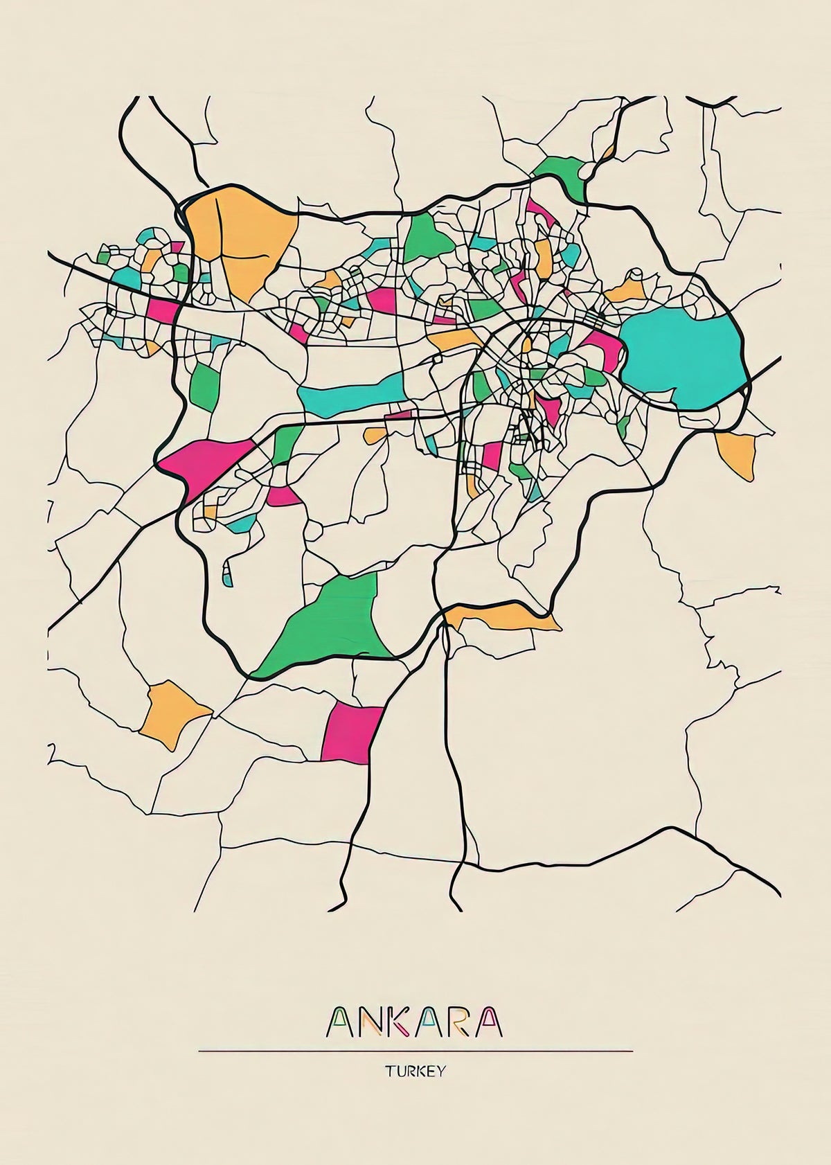 Map of Ankara, Turkey | Premium Art Print | RedKalion