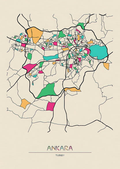 Map of Ankara, Turkey | Premium Art Print | RedKalion