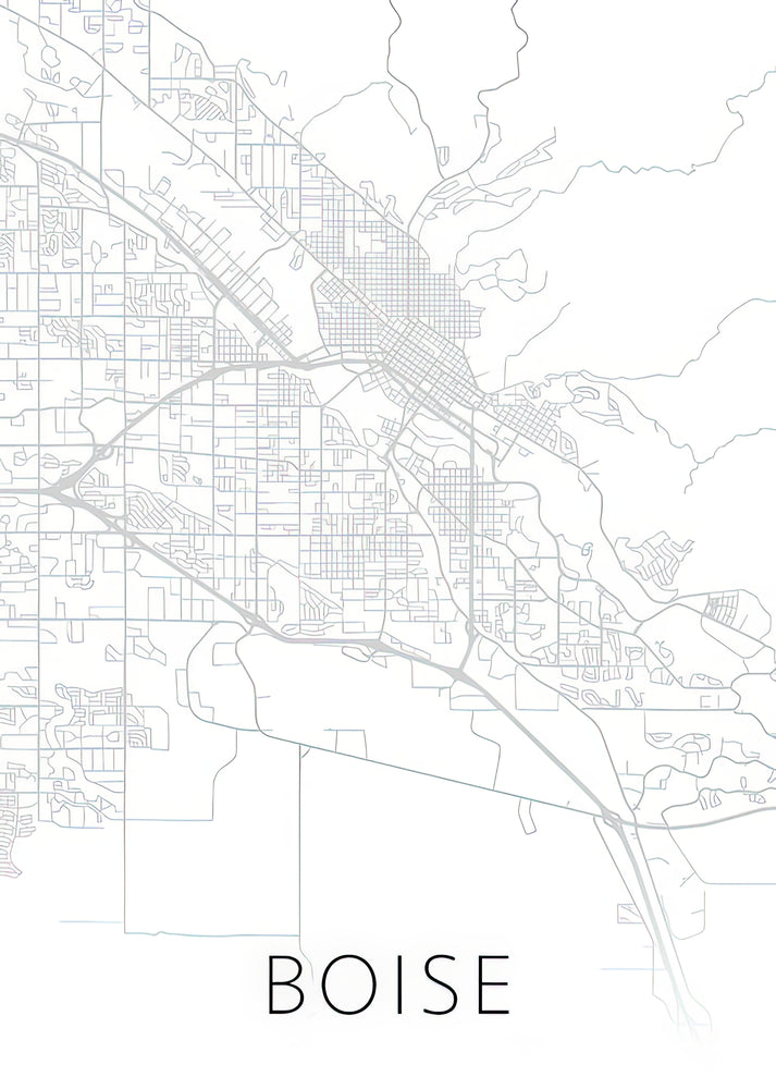 Map of Boise Idaho Art Print | Black & White Minimalist Series | RedKalion