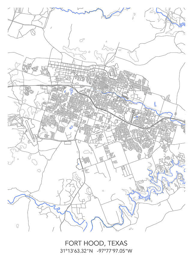 Map of Fort Hood Art Print | Premium Military Cartography | RedKalion