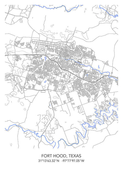Map of Fort Hood Art Print | Premium Military Cartography | RedKalion