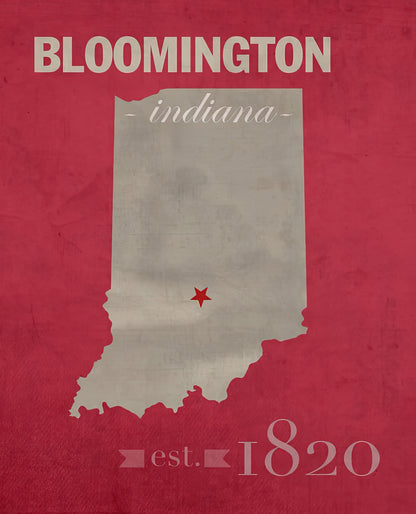 Map of Indiana University Bloomington Art Print | RedKalion