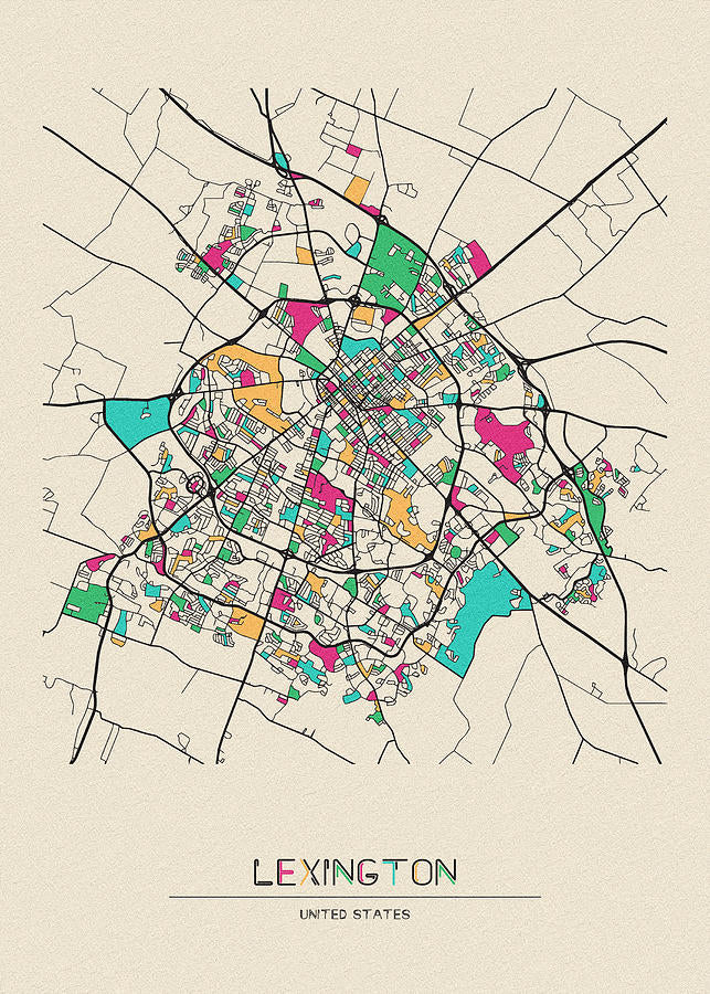 Map of Lexington KY | Premium Art Print of Historic City Map | RedKalion