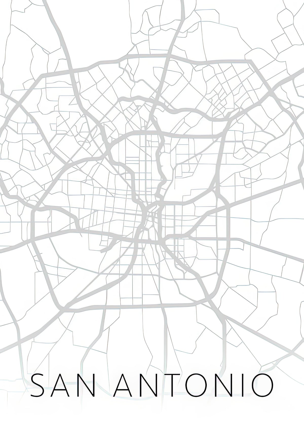 Map of San Antonio Texas Art Print | Black & White Street Series | RedKalion