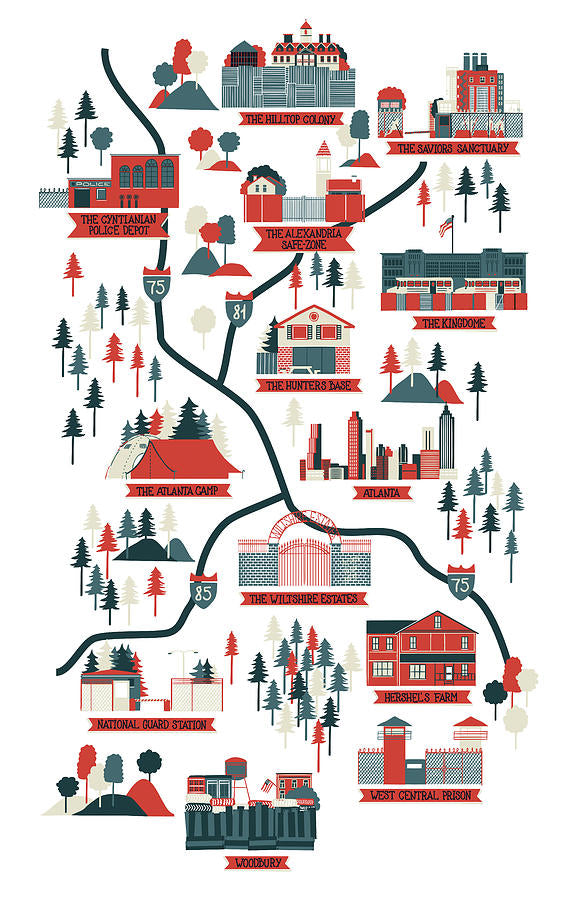Mapa Walking Dead Art Print | RedKalion
