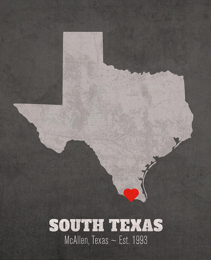 McAllen TX on Map Fine Art Print | RedKalion