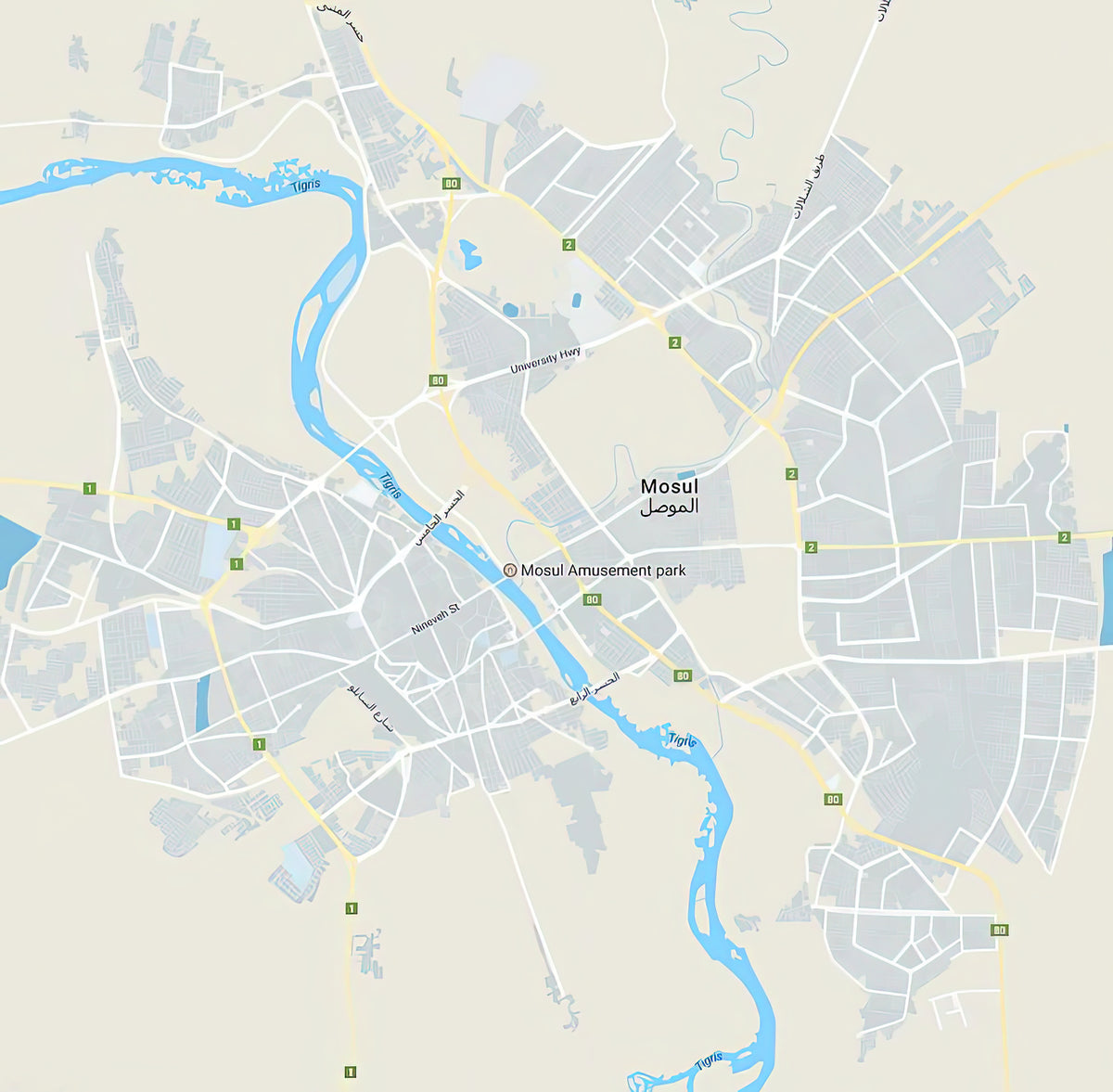 Minimalist Modern Map of Mosul, Iraq Art Print | RedKalion