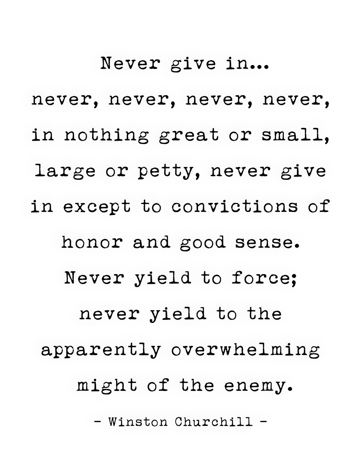 Never Give Up Never Give In Quote Art Print | RedKalion
