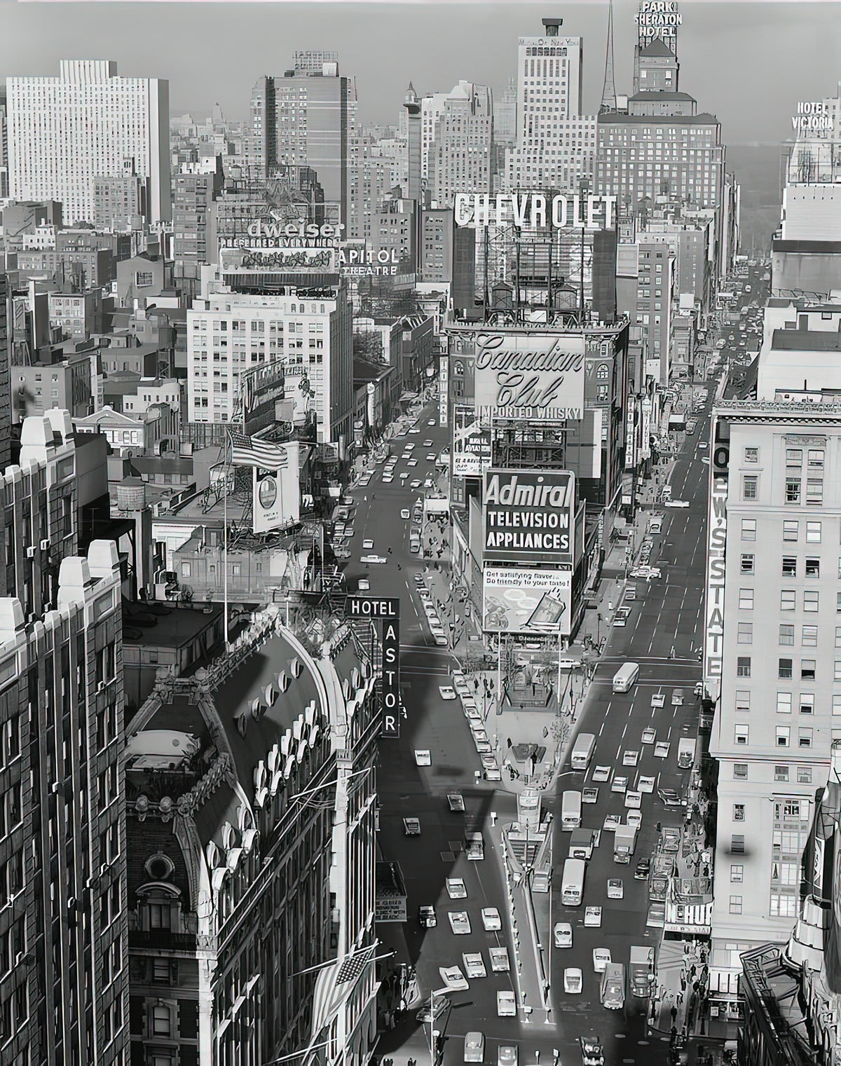 New York City 1950s Art Print: Elevated View of Times Square | RedKalion