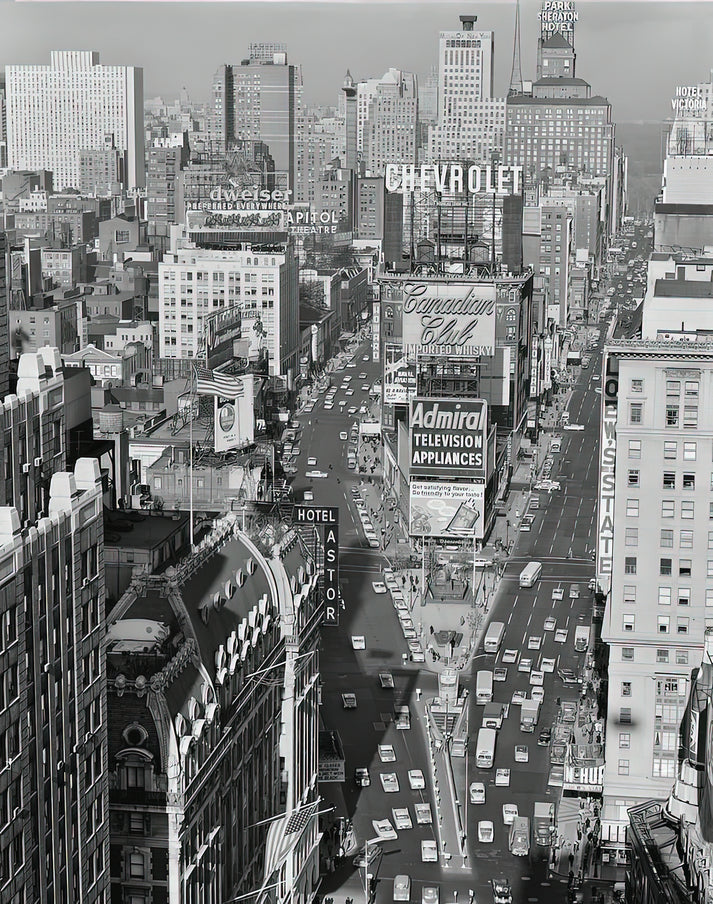 New York City 1950s Art Print: Elevated View of Times Square | RedKalion
