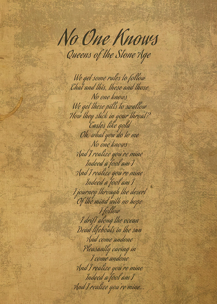 No One Knows by Queens of the Stone Age Lyrics Art Print | RedKalion