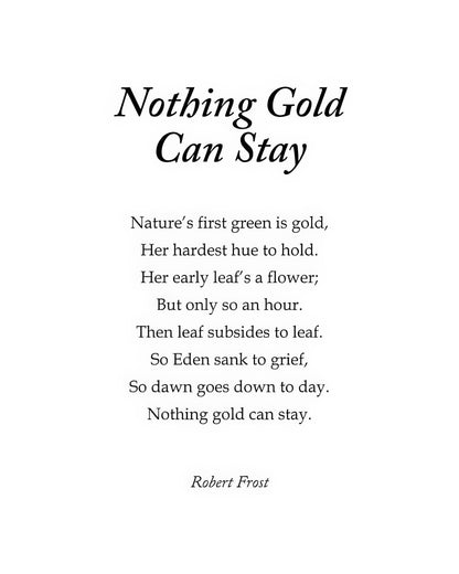 Nothing Gold Can Stay Art Print | Robert Frost Poem Typography | RedKalion