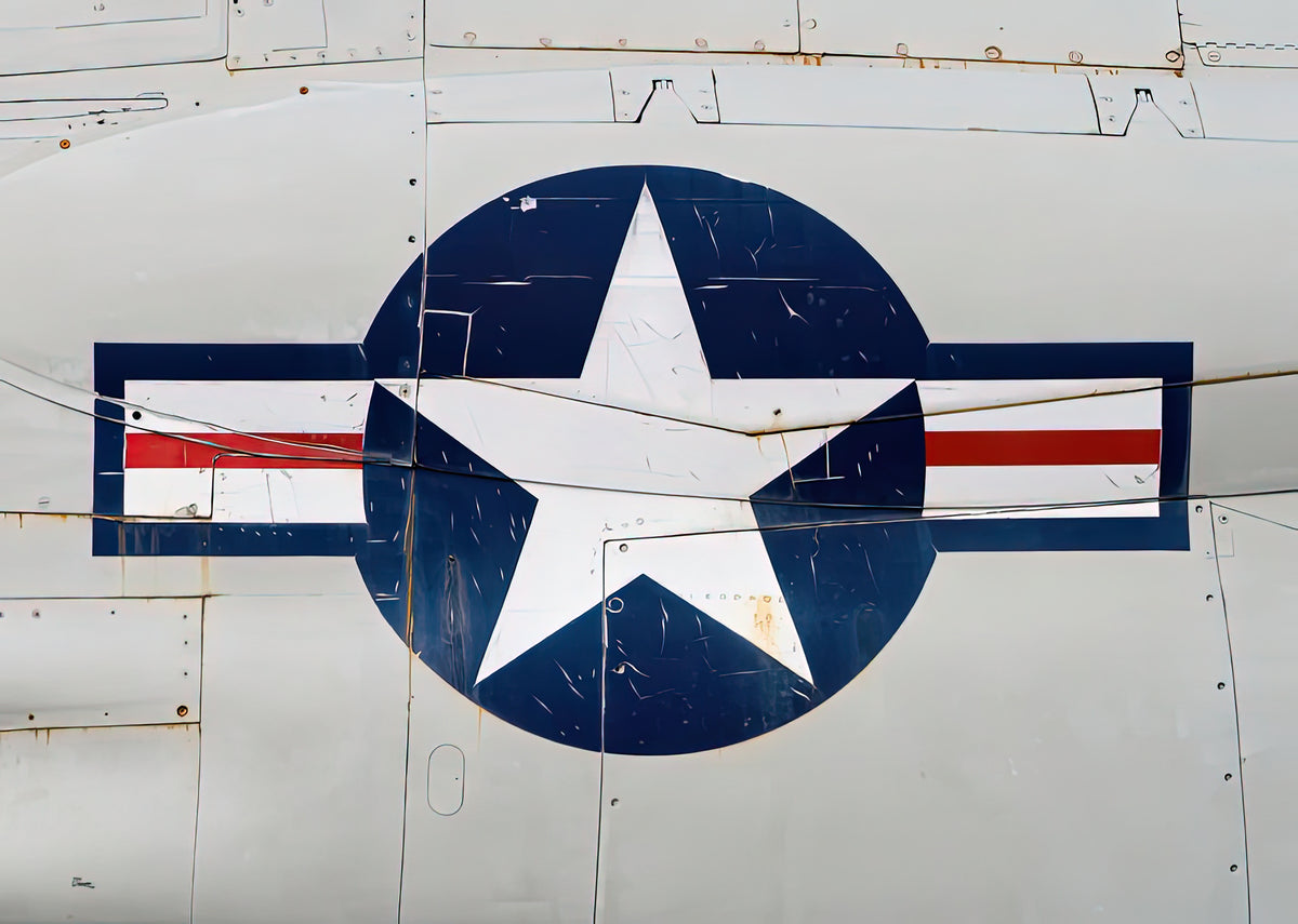Old US Air Force Logo on Vintage War Plane Art Print | RedKalion