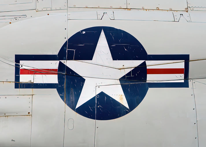 Old US Air Force Logo on Vintage War Plane Art Print | RedKalion