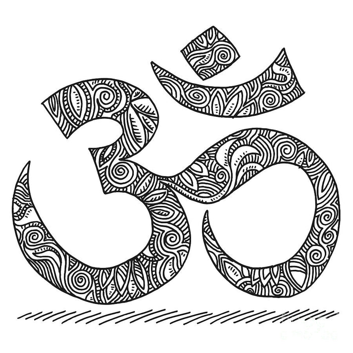 Om Symbol Doodle Hindu Religion Drawing Art Print | RedKalion