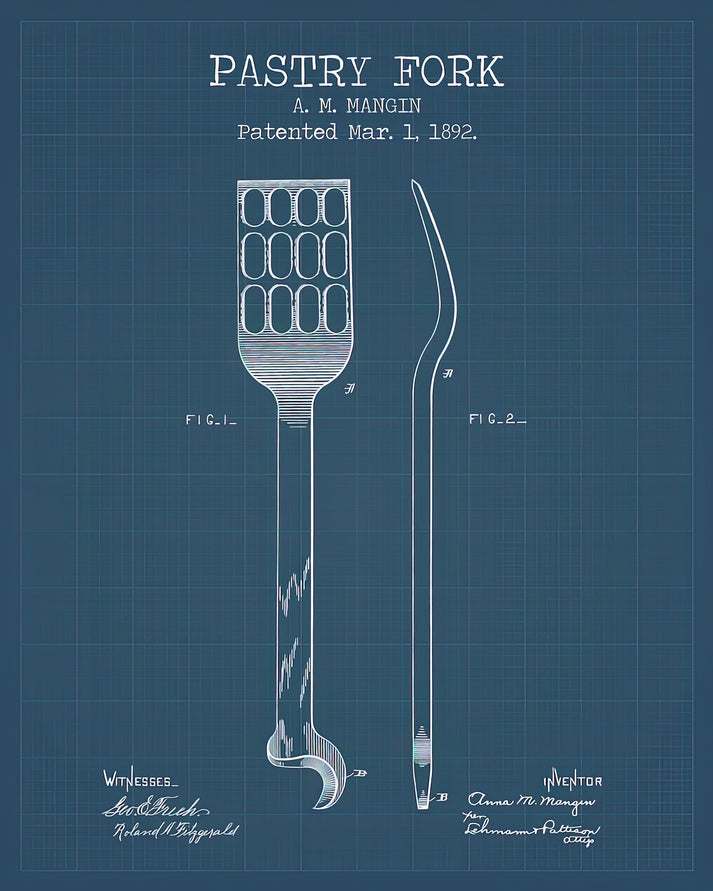 Pastry Fork Blueprints Art Print | Museum-Quality Fine Art Print | RedKalion