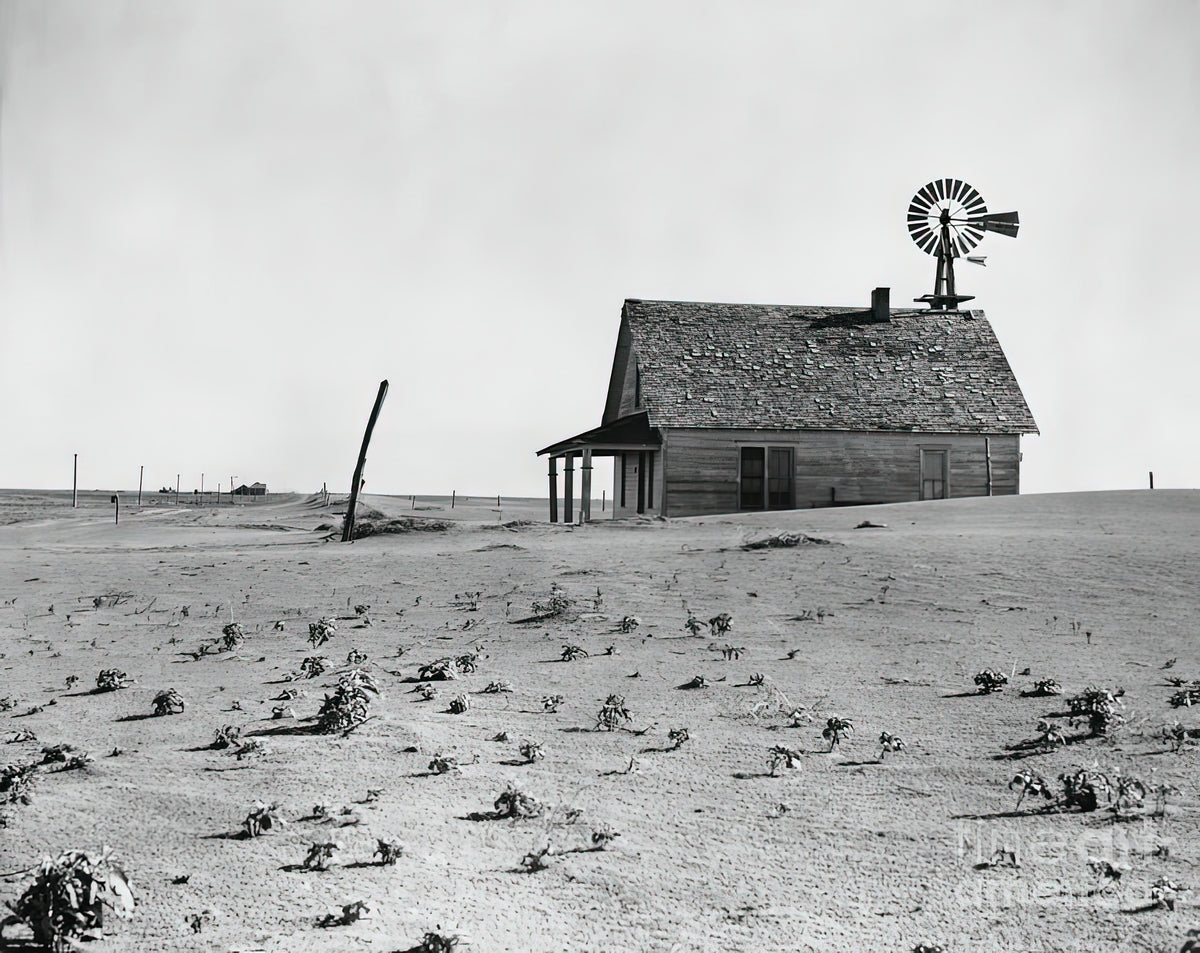 Photographs of the Dust Bowl: Dust Bowl Farm in Texas Art Print | RedKalion