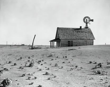 Photographs of the Dust Bowl: Dust Bowl Farm in Texas Art Print | RedKalion