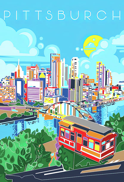 Pittsburgh Art Print: Modern Cityscape Fine Art Print | RedKalion