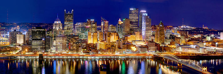 Pittsburgh Pennsylvania Skyline at Night Panorama Art Print | RedKalion
