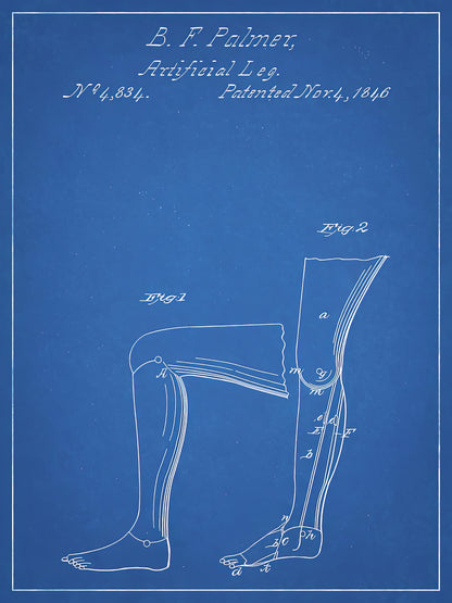 Prosthetic Leg Wall Art Print | Patent Blueprint 1846 | RedKalion