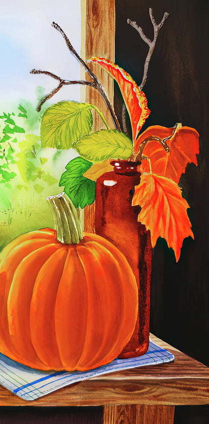 Pumpkin And Fall Leaves Fine Art Print | RedKalion
