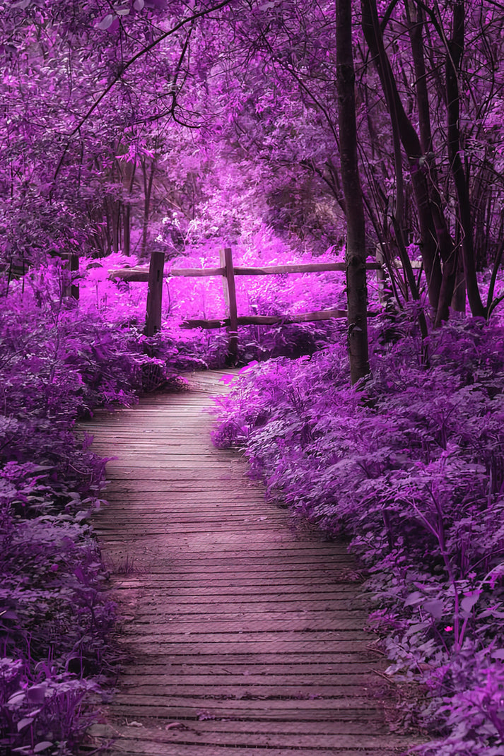 Purple Landscape Art Print | Surreal Wooden Boardwalk | RedKalion