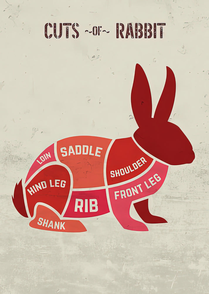 Rabbit Meat Name Chart | Butcher & Fine Dining Art Print | RedKalion