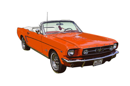 Red Convertible Art Print | Classic 1965 Ford Mustang Fine Art Print | RedKalion