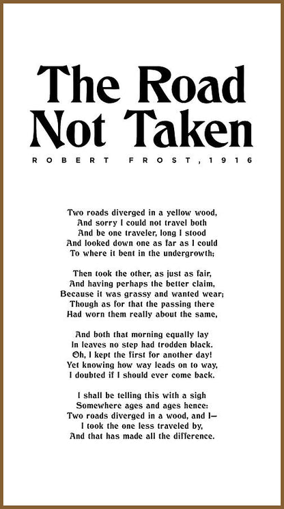 Robert Frost The Road Not Taken Art Print | Premium Typographic Poem | RedKalion