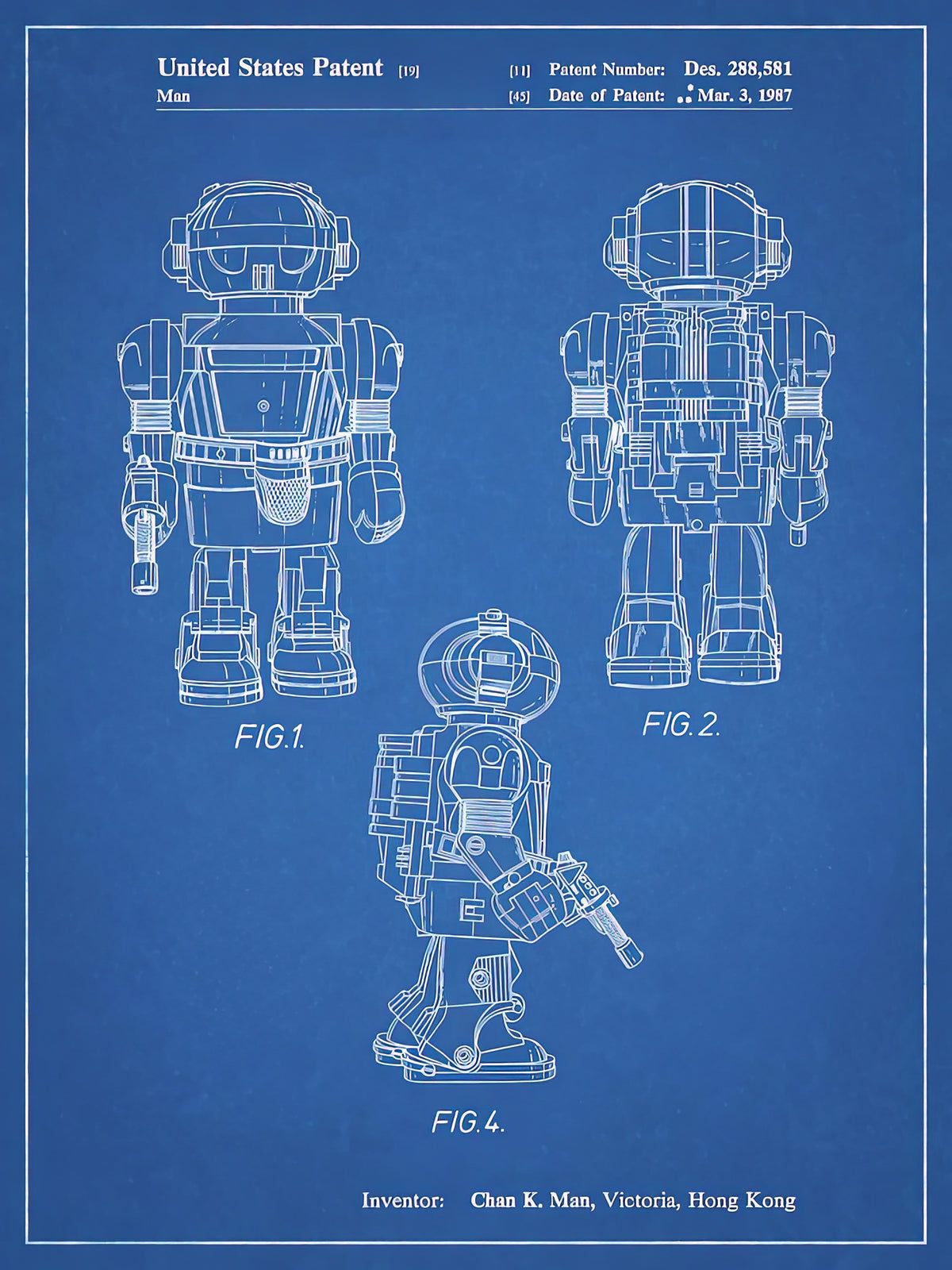 Robot Blueprints Art Print | Toby Talking Toy Robot Patent Poster | RedKalion
