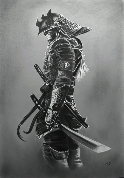 Samurai Art Print: Cool Drawing Samurai Fine Art Print | RedKalion