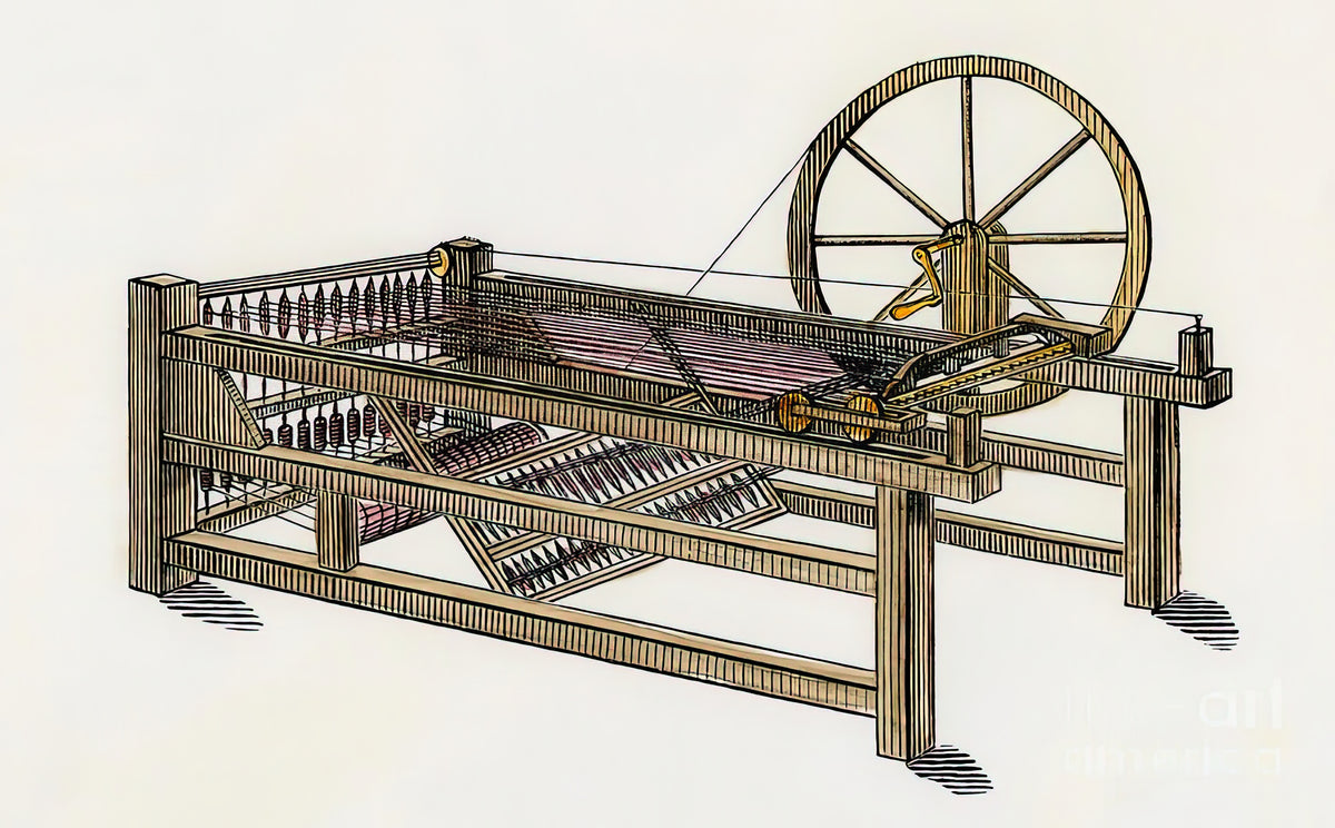 Spinning Jenny Drawing Art Print | Industrial Revolution Fine Art Print | RedKalion