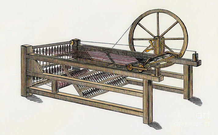 Spinning Jenny Drawing Art Print | Industrial Revolution Fine Art Print | RedKalion