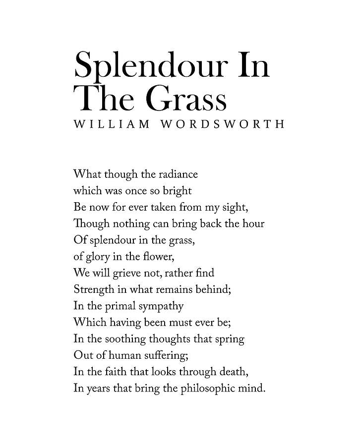 Splendour In The Grass Poem Art Print | William Wordsworth Typography | RedKalion