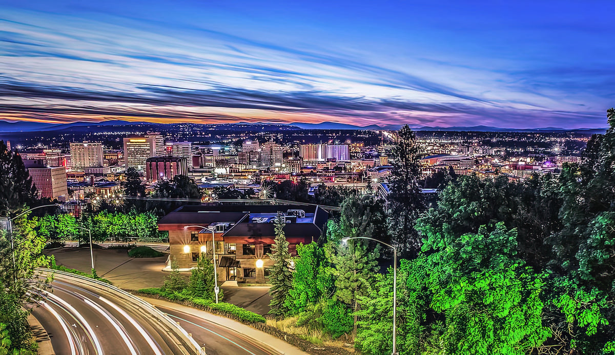 Spokane Washington Skyline Art Print | Panoramic View of Downtown Cityscape | RedKalion