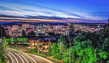 Spokane Washington Skyline Art Print | Panoramic View of Downtown Cityscape | RedKalion