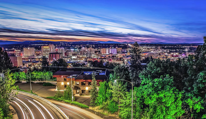 Spokane Washington Skyline Art Print | Panoramic View of Downtown Cityscape | RedKalion