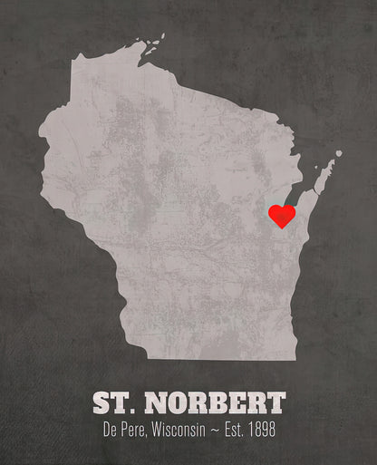 St. Norbert College on a Map Art Print | RedKalion