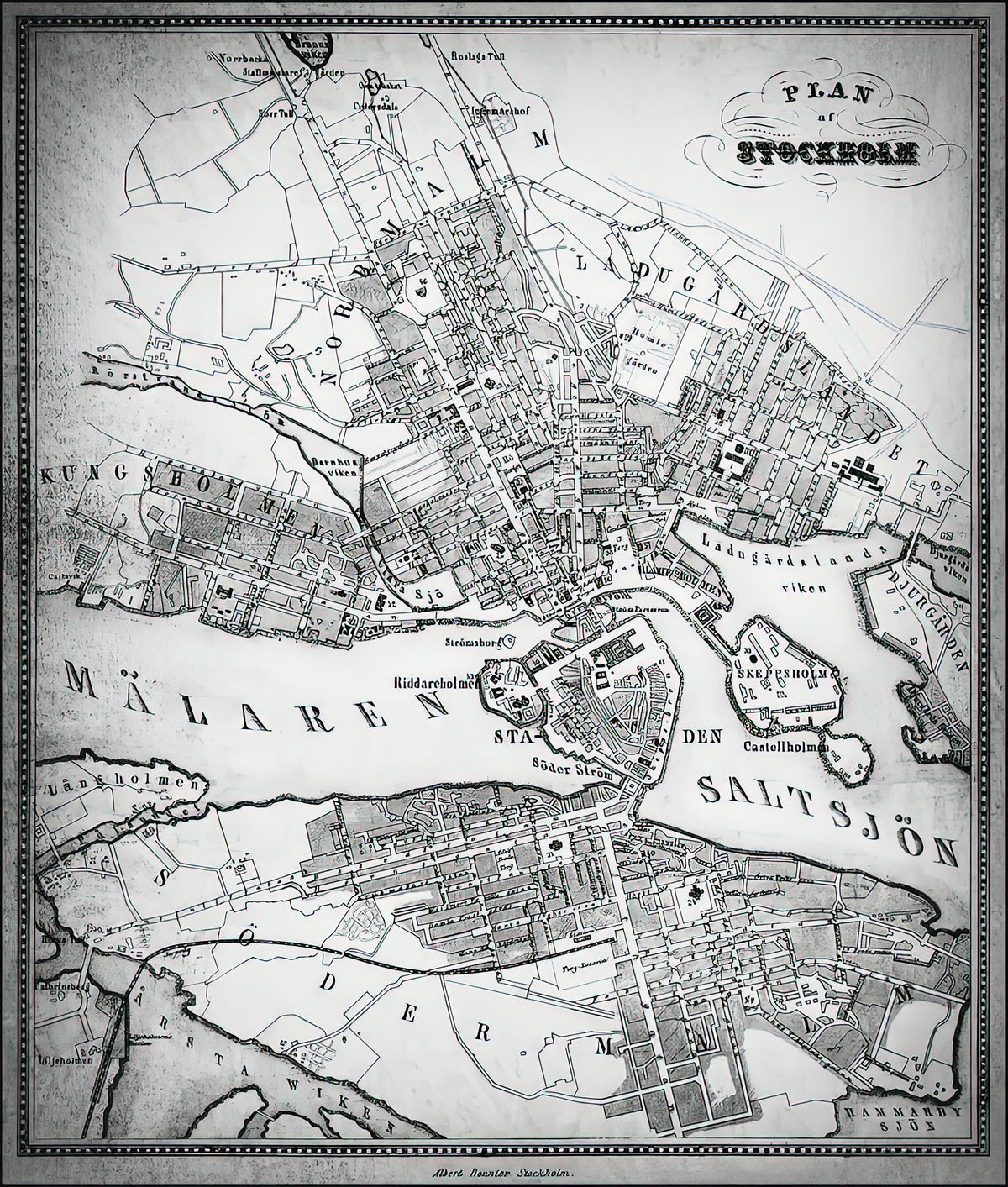 Stockholm Sweden City Map 1880 Art Print | RedKalion