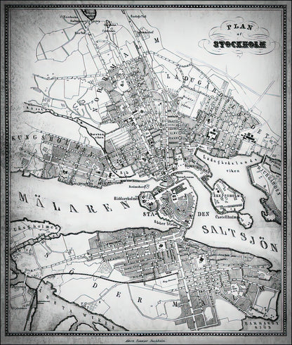 Stockholm Sweden City Map 1880 Art Print | RedKalion