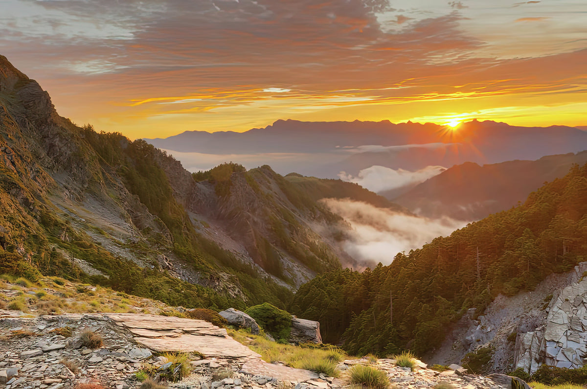 Sunset Mountain Landscape Art Print | Premium Fine Art Reproduction | RedKalion