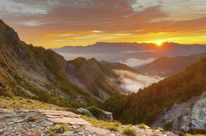 Sunset Mountain Landscape Art Print | Premium Fine Art Reproduction | RedKalion
