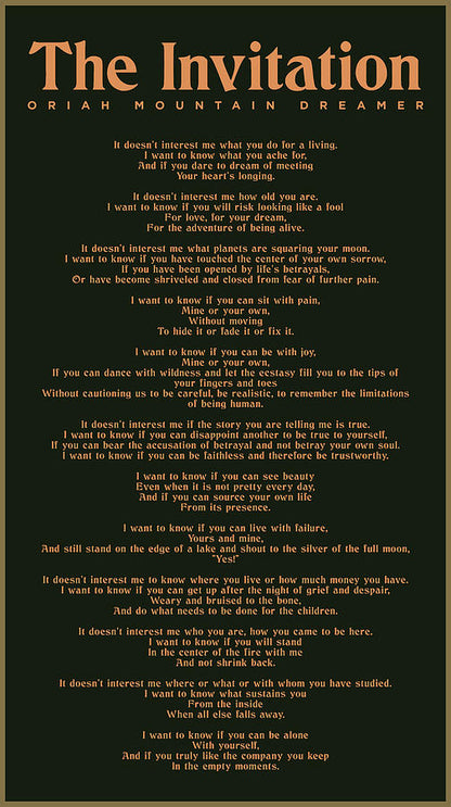 The Invitation Poem by Oriah Mountain Dreamer | Fine Art Print | RedKalion